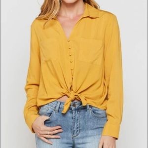 VELVET HEART Yellow/Gold Tie-Knot Blouse